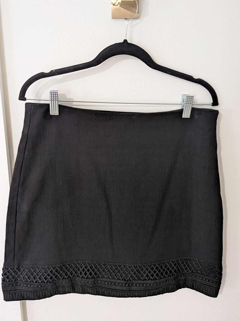 Black Women's Mini Skirt with Crochet Hem